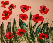 RED FLOWERS   Mark Kazav Original Oil Painting Wall Art 34T634Y