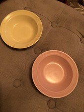 Set  2 Vintage Pastel Yellow Pink Easter Colors  Lu-Ray Dessert Bowls