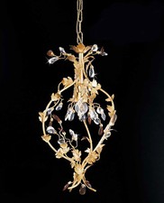 Image of Chandelier In Gold Leaf And Crystals 1 Light PRE135ING