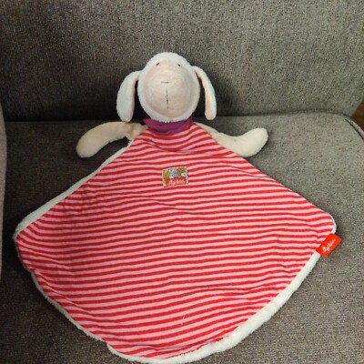 Sigikid Sheep (Maybe Dog) Pink Red & Cream Security Blanket Lovie Lovey