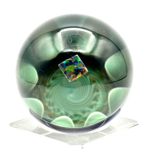 Contemporary Borosilicate Glass Art Marble Orb Signed Troy A. Bennett 4/06 Opal - Picture 2 of 12