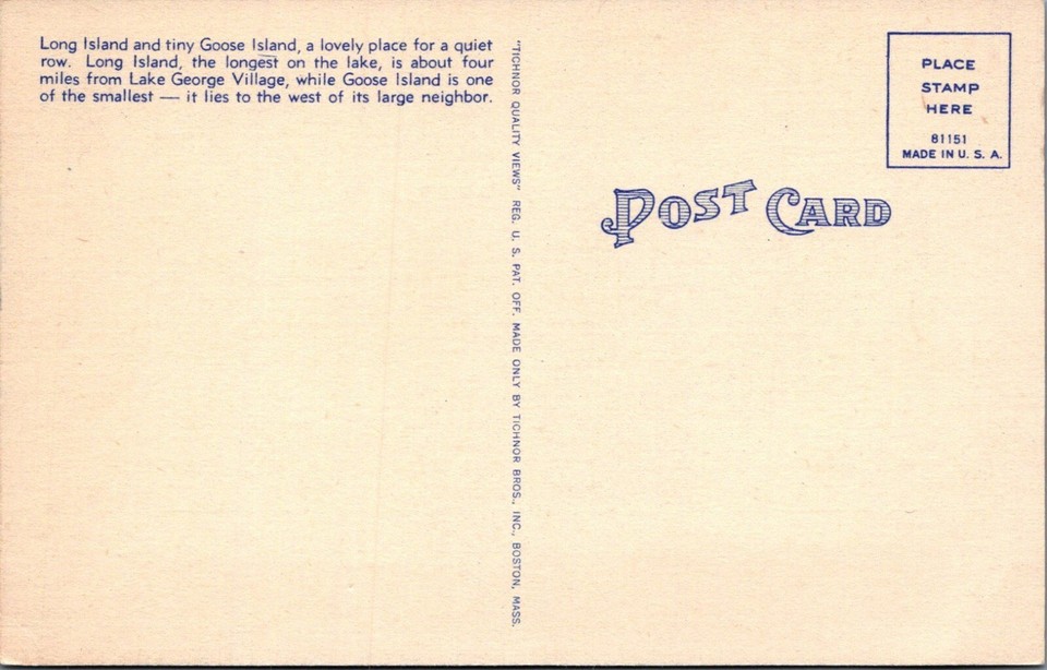 Long Island And Goose Island Lake New York Boat Linen Vintage