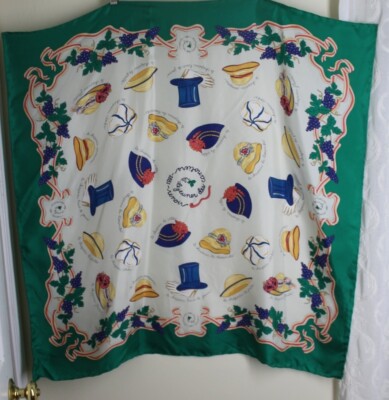 Estate Vtg The Philips Collection RENOIR HATS Chapeau Silk 35'' Square Scarf Wrap