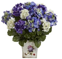 11-in H X 12-in W X 12-in D Decorative Blue/purple Bloom Silk Arrangement 11-in H X 12-in W X 12-in D Decorative Blue/purple Bloom Silk Arrangement
