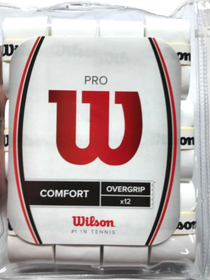 Wilson - WRZ4016WH - Tennis Pro - COMFORT - Overgrip - Pack of 12 - White