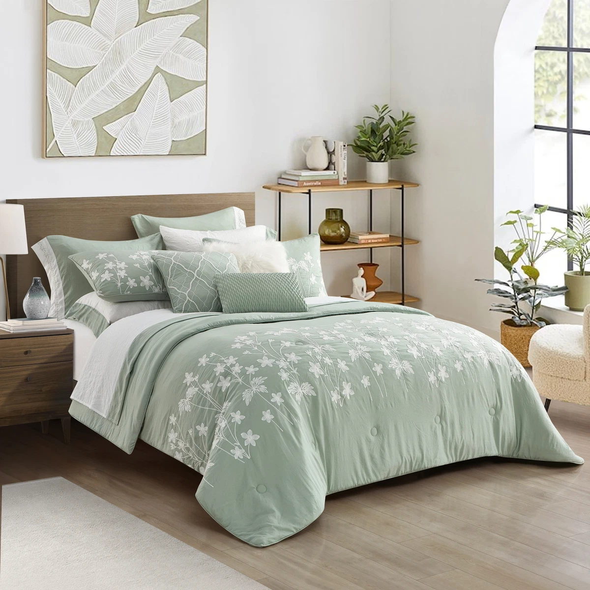 12 Piece Pre Washed Bed in a Bag Bedding Set Sage Bedding Sets