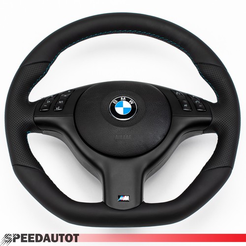 Tausch Abgeflacht Lederlenkrad für BMW M-Power E46 E39 Lenkrad Schwarz Blende - Bild 2 von 10