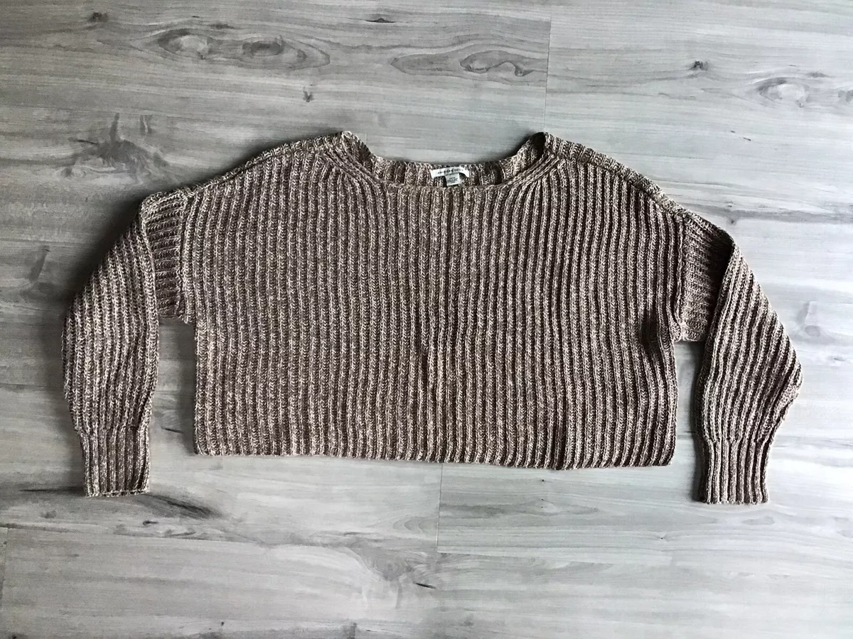 American Eagle Oversized Crop sweater Women s Size S chunky brown