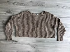 American Eagle Sweater Oversized Crop Women  s Size S Chunky Knit Brown 90s Y2K