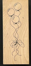 3 Birthday Special Occasion Celebration Party Balloons Strings Wood Rubber Stamp