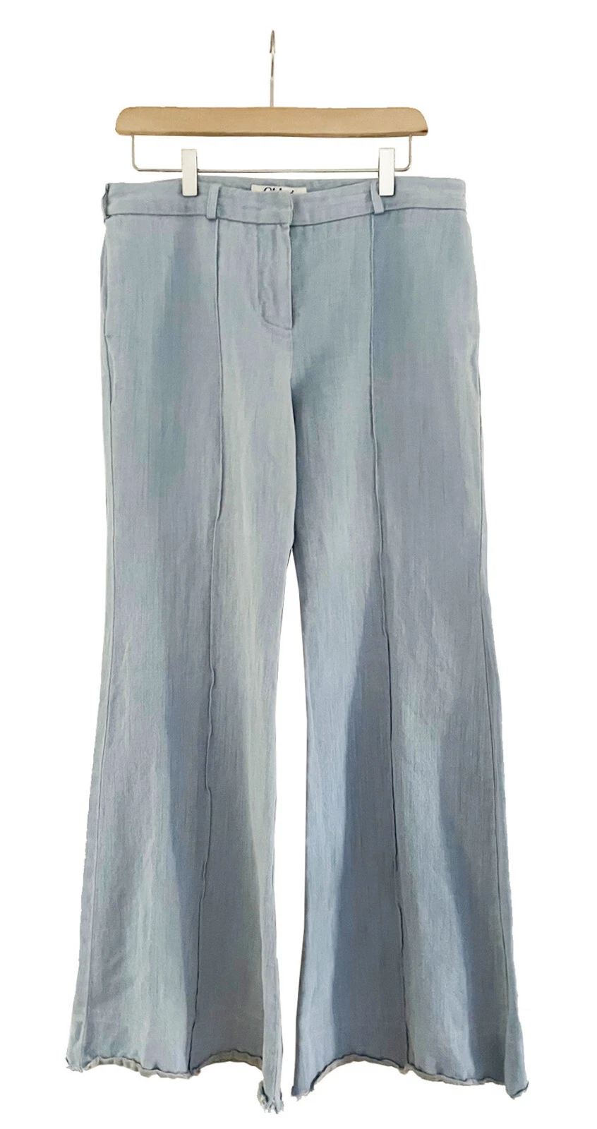 Chloe — CHLOE Jeans Flared Mid-Rise Wide-Legged Cotton Denim Blue Sz FR 42 US 10