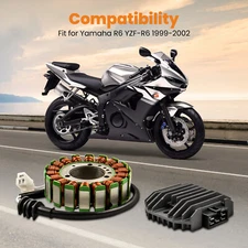 Stator & Regulator Rectifier Set Replacement For Yamaha R6 YZFR6 1999-2002