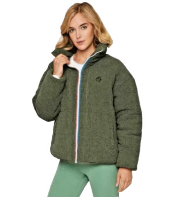 Fourlaps Polar Quilted Reversible Unisex Thyme/White Sherpa Jacket - Size S -NWT