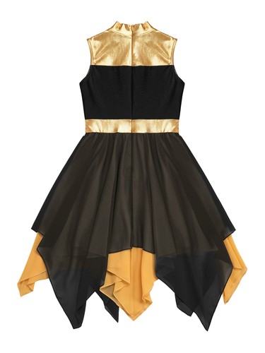 Kids Girls Praise Dance Dress Asymmetrical Chiffon Skirt Ballroom Costume - Picture 28 of 55