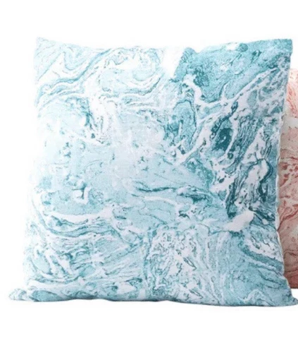 Anaya Turquoise Marbled Linen Pillow Cover 20x20