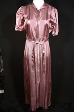 Rare Vintage Late 1930's Pink Satin Dressing Gown Size 6-8 Excellent Condition