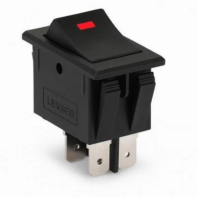 LEVSEB Kfz-Wippschalter 12V 35A, mit roter LED, Snap-in 20x34mm EIN/AUS 4-polig ASW-17D
