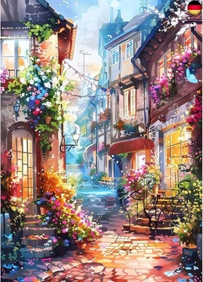 GDYEEH Blumen Diamond Painting Erwachsene, 5D Straßenszenerie Diamant Kunst