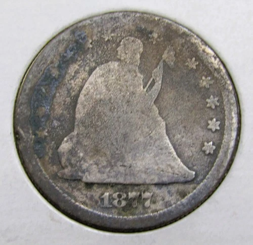1877 S US Seated Liberty Quarter 25 Cents Silver Coin