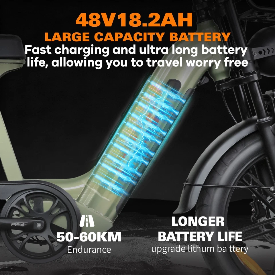 LAGADS D50 Electric Bicycle 1000W 18.2Ah Dual Suspension ebike Fat  Emountain - image 3 of 4