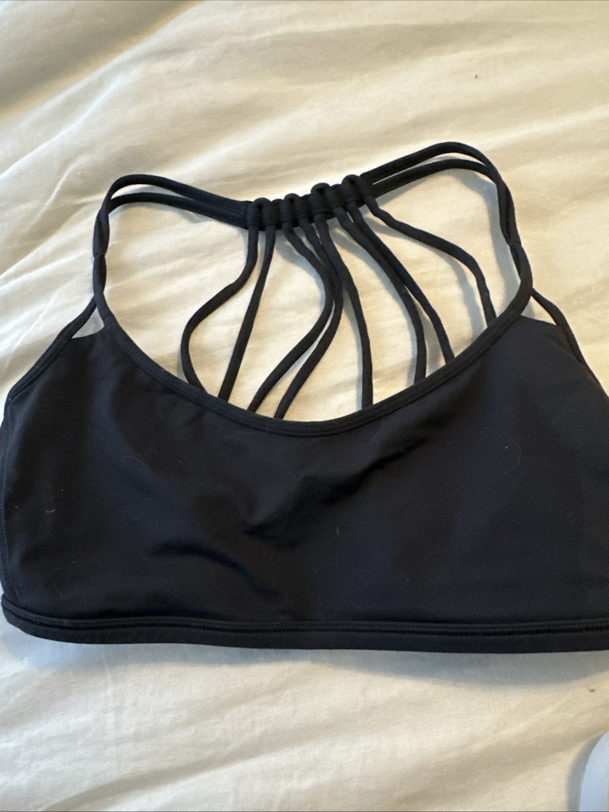 Lululemon Lighten Up Sports Bra Black Strappy Back Small No Pads