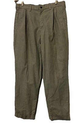 Savane Deep Dye Pleated Trouser Pants Cuffs Mens Size 34x30 Brown Houndstooth