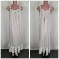 Vintage Edwardian Cotton Nightgown Lace Victorian Cottagecore Prairie Large NOS
