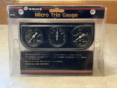 Equus 6075 Micro Trio Gauge Set Vintage New Open Box Water Temp Oil Pressure 