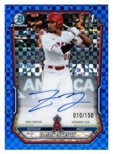 Isaiah Jackson 2026 Bowman Chrome 1st Year Blue X-Fractor Autograph /125 Angels