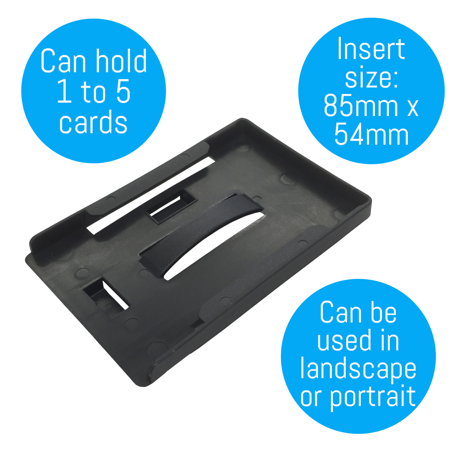 Black Rigid Multi ID Card Badge Holder, Takes upto 5 cards Horizontal & Vertical