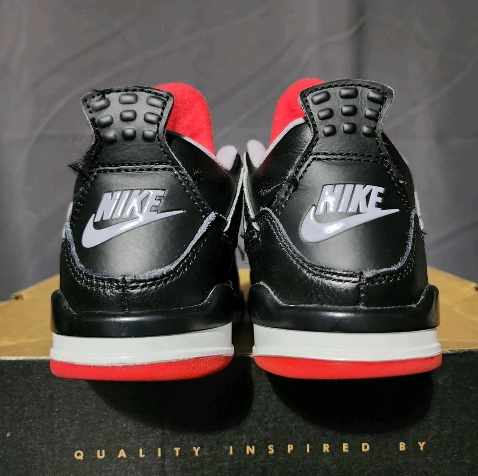 Nike Air Jordan 4 Retro Bred Shoes Youth Size 13C - BQ7669-006 - Image 4 of 4