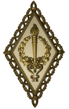 MCM VINTAGE HOMCO Victory Torch Diamond Shape Wall Plaque Gold Tone 14 X 8