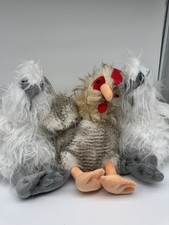 Red Shed Plush Chicken Lot of 3 NEW w/ Tags Silkie Chickens & Rooster Farm Decor