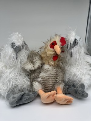 Red Shed Plush Chicken Lot of 3 NEW w/ Tags Silkie Chickens & Rooster Farm Decor