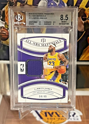 2019-20 Panini National Treasures LeBron James All-NBA Materials GU /49 BGS 8.5