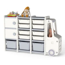 Kids Toy Storage Organizer w/2 Cabinets & 11 Removable Bins for Playroom,Bedroom
