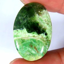 16.95Cts.100 Natural Super Chrome Chalcedony Oval Cabochon 17x26x5mm Gemstone