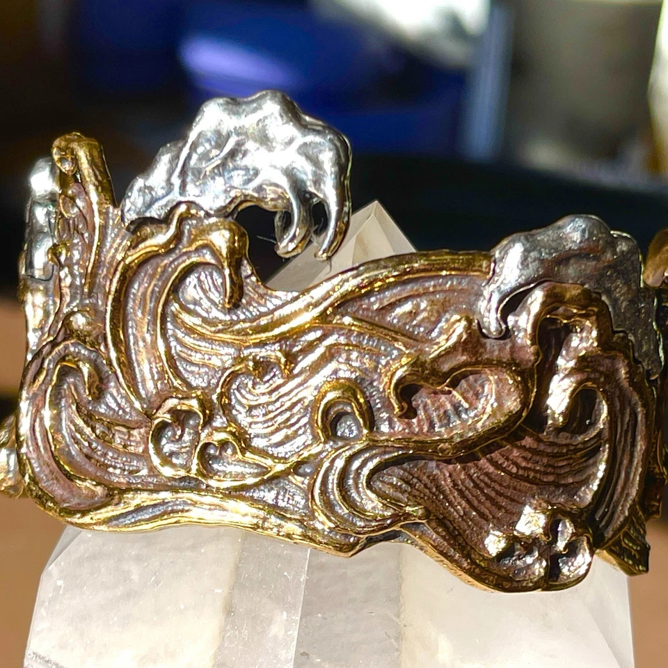 Gorgeous Waves of Joy Cuff Bracelet Signed Good Collective Bronze 925 - Image 3 of 4