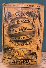 ANTIQUE 1912 COOK'S TOURISTS HANDBOOK & STEAMSHIP TIMETABLES