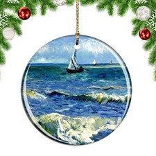 Van Gogh Seascape At Saintesmaries Paint Christmas ornament city travel souvenir