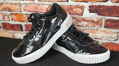 Puma Cali Patent Black White 6C Kids(Fits Women's 7.5) Glossy Sneakers 373159-02