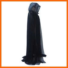Tulle Cape Hooded Full-Length Sheer Cape Ghost Bride Costume Cloak 59 Inch