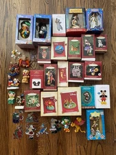 37 Hallmark Keepsake Blown Glass Enesco Bambi Mickey Christmas Ornament Lot