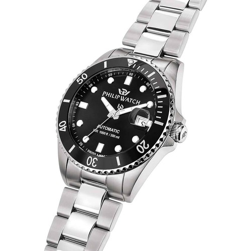 Philip Watch Caribe Automatic 42mm Men's Watch R8223216009 Steel Black Diver - Picture 2 of 2