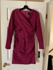 Nicole Miller Collections surplice tuck mulberry dress size 10 NEW with tags