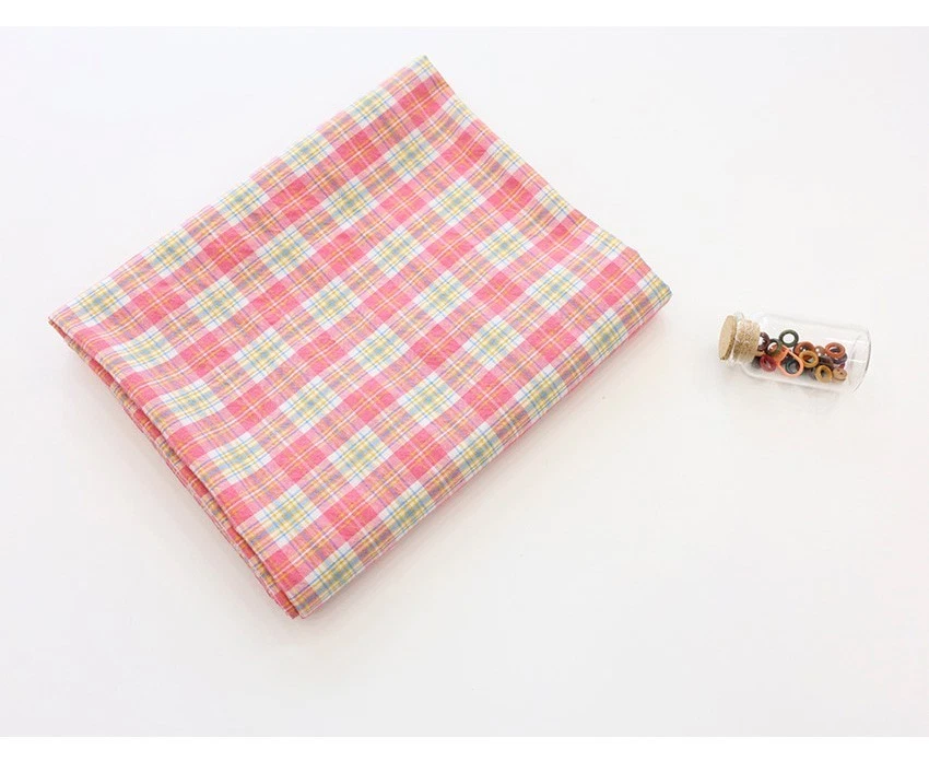 30s Cotton Yarn-Dyed Check Fabric Pink Yellow 150cm Width by the yard - Image 4 of 4