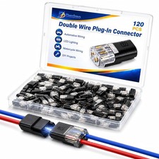 120 PCS Quick Connect Wire Connectors, No Wire Stripping - 2 Pin Double Wire ...