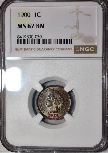 NGC MS-62 BN 1900 Indian Head Cent, Attractively Toned specimen (I645)