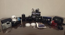 Vintage Camera and Camcorder Lot Bundle with Accessories And Cases Untested