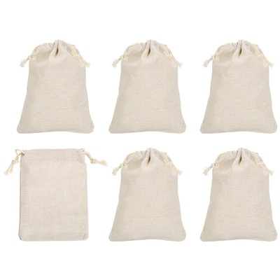 8''x6'' Coin Money Bags Bag, 6pcs with Lace Currency Bags Style 1, Beige